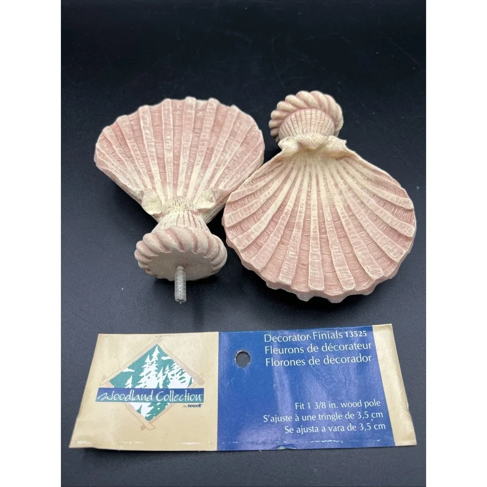 Woodland Newell Shell Finials White Pink Spring Curtain Rod Window 5